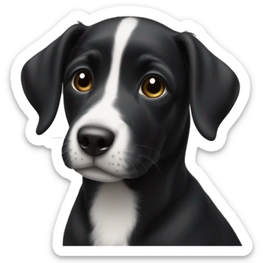 Black puppy with white stripe up nose sticker