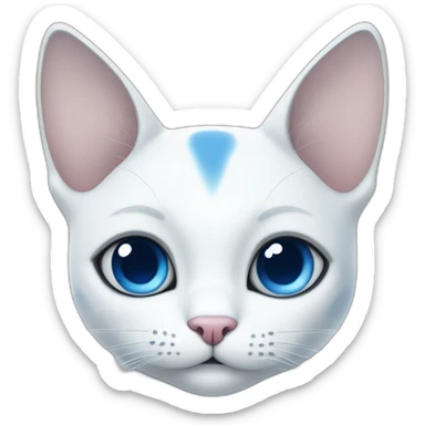 cartoon white and blue cat with one big blue spot on the right eye and on the ear, sticker
