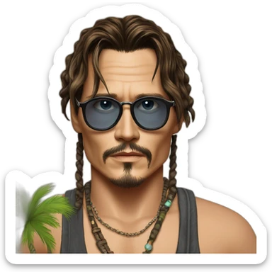 Johnny-depp-beach-Hawaii sticker