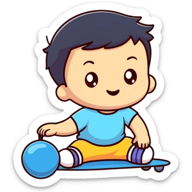 cute child playing sticker