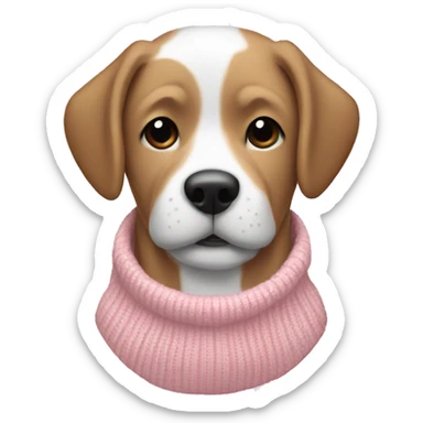 Dog in a light pink and white Christmas sweater  sticker