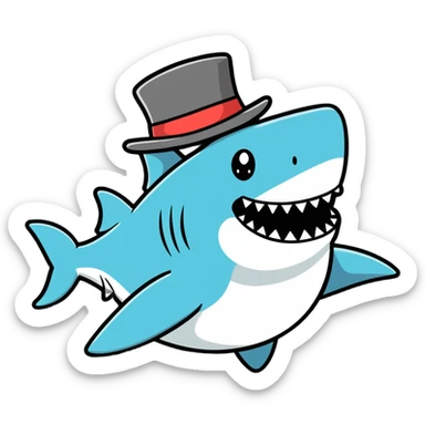 shark in a top hat sticker