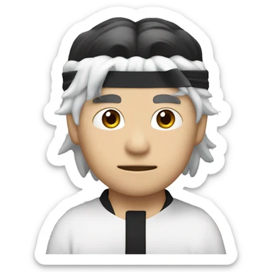 Satoru Gojo with white hair, black blindfold, and black clothing sticker
