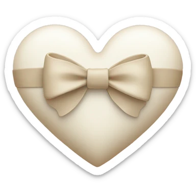 white heart with beige bow sticker
