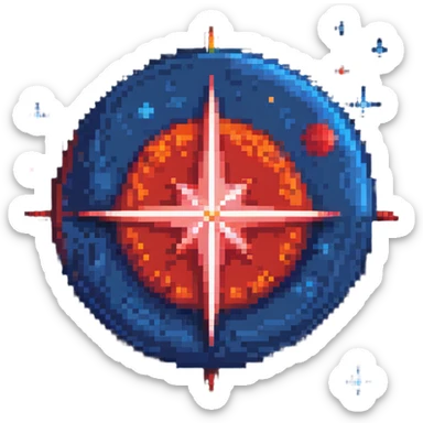 Deep blue morning star over planet with red sunrise sticker