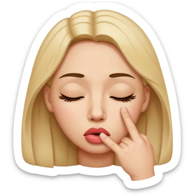 una cara con los ojos cerrados y con un dedo en la boca coqueta  sticker