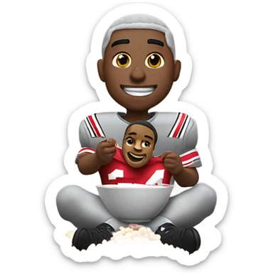 Ohio state football player eating lucky charms sticker