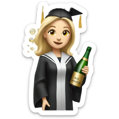 White Female graduate popping champagne bottle  sticker