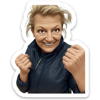 smiling old woman in jacket sticker