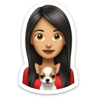mujer con pelo muy largo rojo y su perro Chihuahua sticker