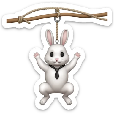 A realistic rabbit hanging tightly from a hangman’s noose  sticker