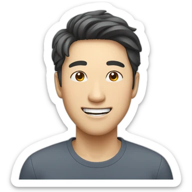 Korean guy with a smile face sticker