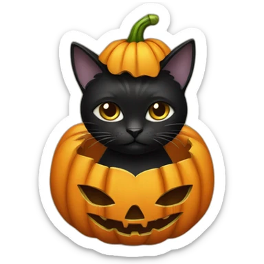 black cat in pumpkin costume sticker