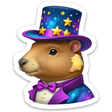 A Galaxy capybara with a tophat sticker