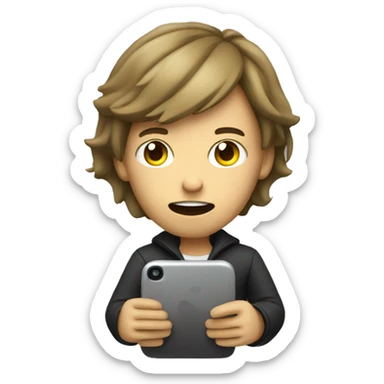 persona viendo el celular reluciente  sticker