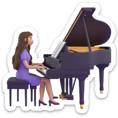 woman with extremely long hair playing the piano sticker