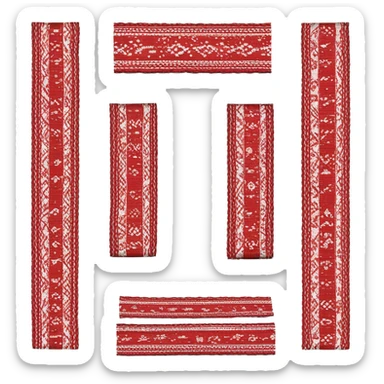 
The Lielvārde belt is considered an excellent handiwork of folk weavers. It consists of two-color red-white patterned fabric sticker