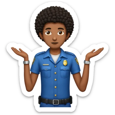 Make a dirty Indian with a short Afro that is curly hair getting arrested. Make the Indian skinny too. Give him a it support outfit not a police uniform sticker