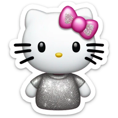 glitter pink hello kitty sticker