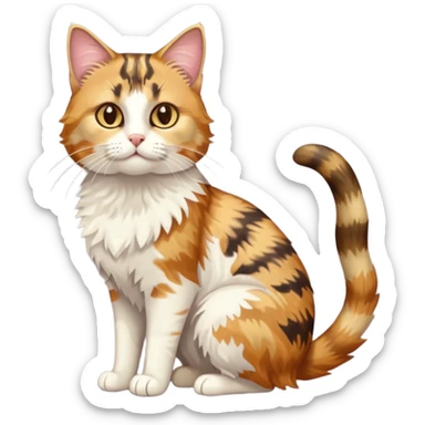 full body anxious looking colourful light calico tabby cat with hazel eyes sticker