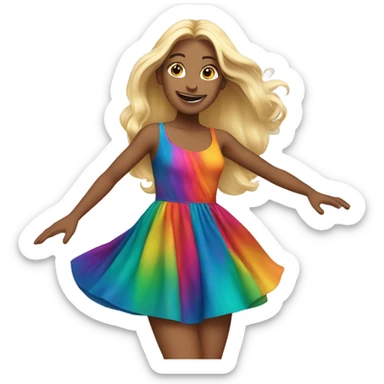 blonde long haired girl dancing in chromatic dress sticker