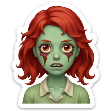 Garota zumbi com cabelo ondulado vermelho  sticker
