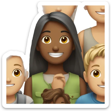 smiling girl with boys  sticker