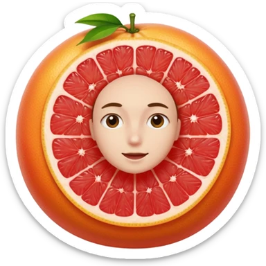 Grapefruit with fingers inside sticker