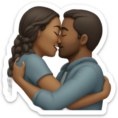 A couple hugging each other and kissing sticker