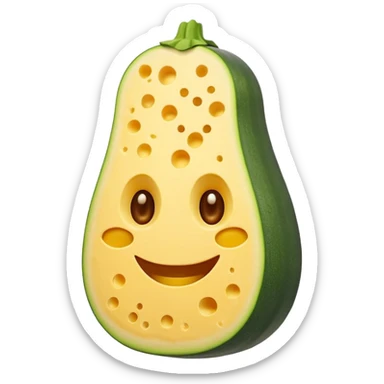 zucchini made out of cheese with a face sticker