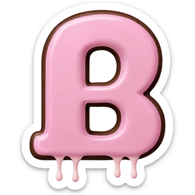 “Single pink bubble letter D, white outline, bottom dipped in chocolate with pink frosting drizzle, kawaii style, glossy, soft shading, clean outline, transparent background, Discord emoji size” sticker