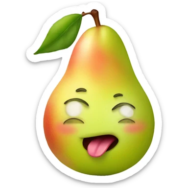 A cute pear with tongue sticking out sticker