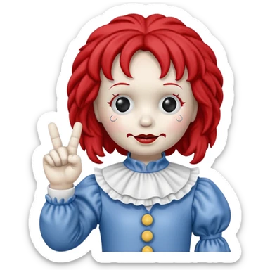 raggedy ann doll flipping off with middle finger creepy  sticker