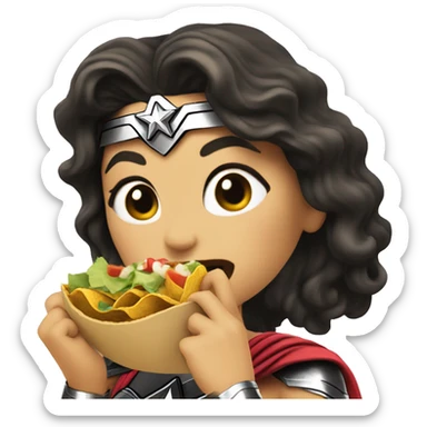 Wonder Woman eating taco sticker