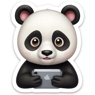 big eyes super cute panda studying in his smartphone sticker