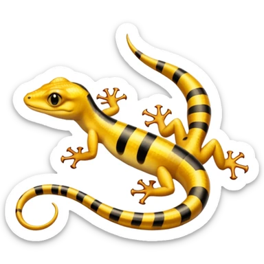 Yellow black-striped golden shiny salamander-gecko-dragon-Pokémon-hybrid  sticker