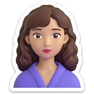 portrait of an Asian girl with medium brown wavy hair and brown eyes, paler skin tone sticker
