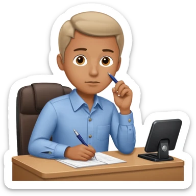 man thinking in receptionist form sticker