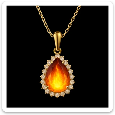 Add a yellow fiery light to the teardrop ruby pendant, representing transformation and rebirth sticker