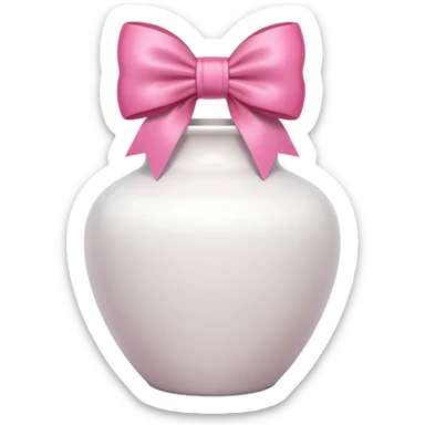 vaso branco com laço rosa sem flores sticker