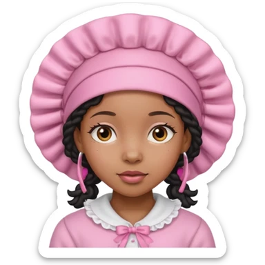 black girl with a pink bonnet sticker