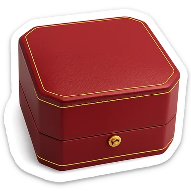 cartier red box, closed, gold trim, iconic shape, minimal, no text sticker