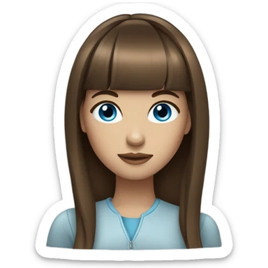 stylish girl with blue eyes and brown hair with bangs sticker