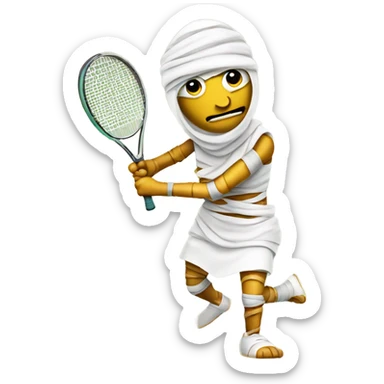 Mummy playing tennis. Full body wrapped in bandages sticker