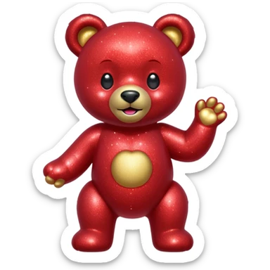 red glitter bear Happy  sticker