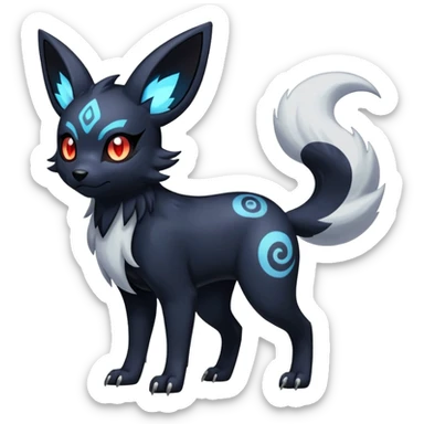 Absol-Umbreon-Zorua-Fakémon-hybrid-creature (full body)  sticker