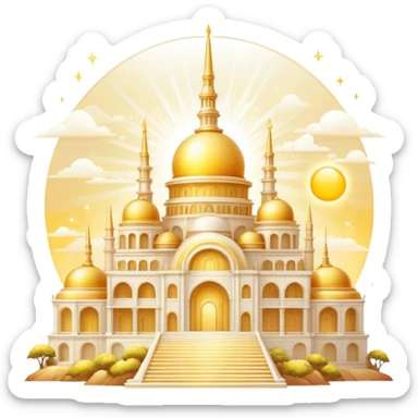 Epic divine sparkly glittery complex detailed gradients white golden bright light solarpunk sunny aesthetic-scenery sticker