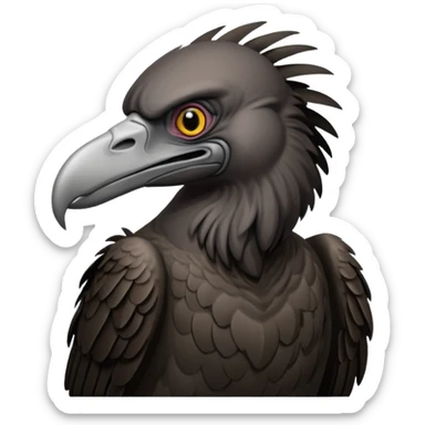   Old black angry  vulture looking ahead sticker
