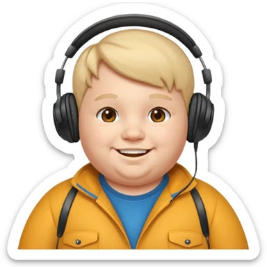 fat kid with headphones sticker
