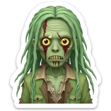 The zombie emoji with long locs sticker